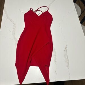 Red mini bodycon dress #partydress